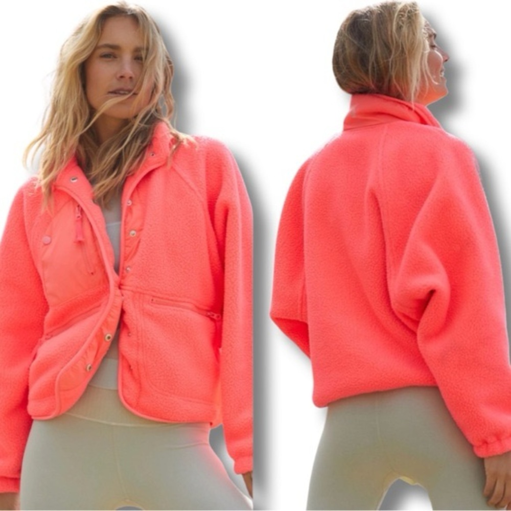 FP Movement by Free People Neon Orange Teddy Jacket